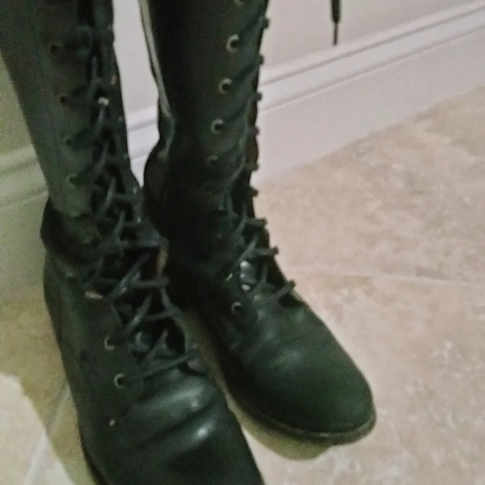 frye authentic leather size 10 lace up tall boots - Picture 3 of 8